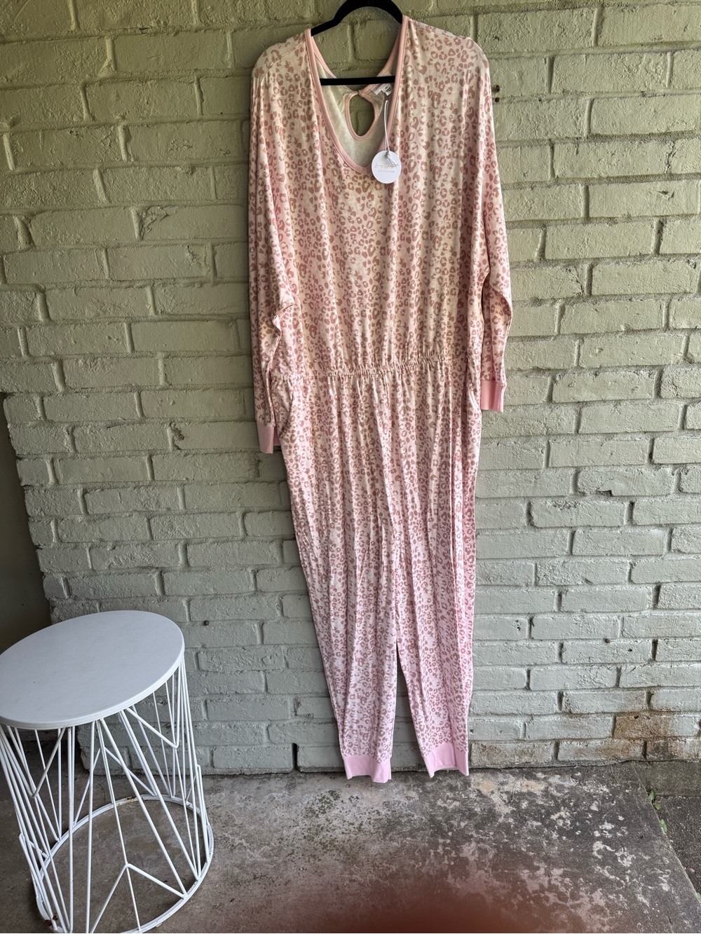 Lacey Chabert Collection NWT SZ 3X Pink Leopard Print Long-Sleeve Jumpsuit PJ’S